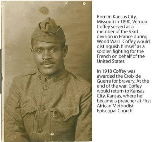 Portrait photograph of a soldier in a garrison cap beside a printed biography paragraph.